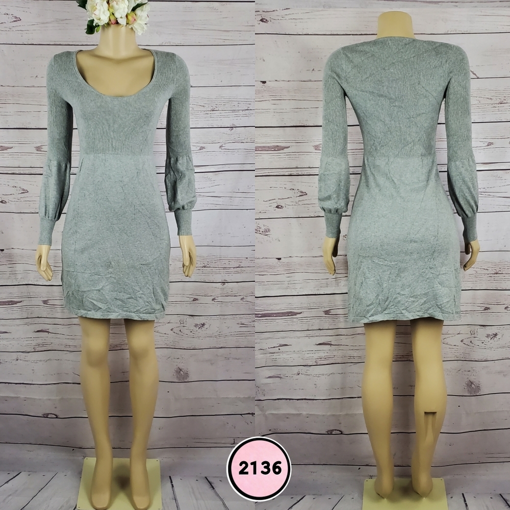 mandee small gray long sleeve stretch dress ( 5 for $20 )